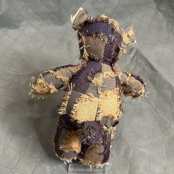 Dog Toy Purple Gold Patchwork Teddy Bear Plush Toy w/squeaker Medium Chew Toy - Picture 5 of 7